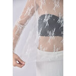 (S) 蕾絲透紗白色長袖上衣二手衣, , large