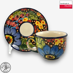 【SOLO Vintage】Cerraf Polish Pottery 200ml Coffee Cup + Saucer Set Where Flowers Bloom Deeply Series Made in Poland, , large