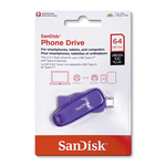 【SanDisk】Phone Drive DDC6 紫色 64G TYPE-C USB 3.2 雙用 OTG 旋轉隨身碟 讀取速度 100MB/s, , large