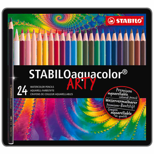 STABILO 德國 思筆樂 Aquacolor 水彩樂水溶性色鉛筆 鐵盒 24色組/盒 ST1624-5