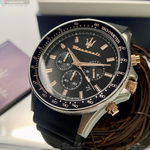 [星晴錶業]MASERATI手錶,44mm,R8871640002黑色錶面銀黑色錶殼深黑色矽膠錶帶款, , large