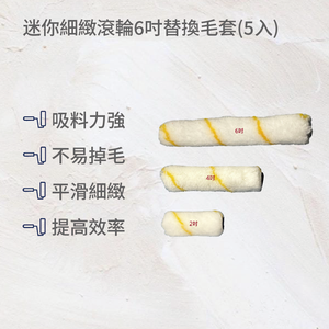 迷你細緻滾輪6吋替換毛套(5入)