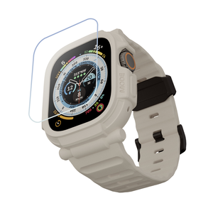 Elkson Apple Watch Ultra 49mm Quattro Pro 2.0一體成形錶帶9H鋼化膜-星光白