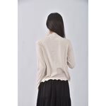 (S) jenny eyelet韓牌質感木耳邊杏色長袖上衣二手衣, , large