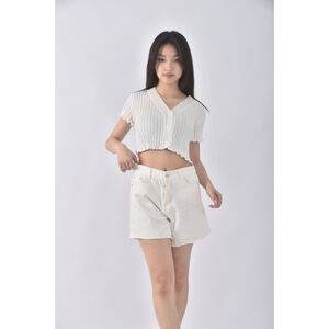(M) fashion girl高腰質感杏色短褲二手衣