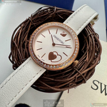 [星晴錶業]SWAROVSKI手錶,34mm,SW00020白色錶面玫瑰金錶殼白真皮皮革錶帶款, , large