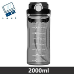 Large-capacity portable water cup, sports water jug, double drinking mouth, high temperature resistance, straw cup, juice cup, filter cup, water jug 2000ML - black , , large