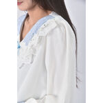 (L) 假兩件白色長袖上衣二手衣, , large