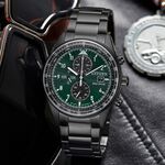 CITIZEN 星辰 亞洲限定 Future Force 光動能計時手錶-黑X綠 CA0775-87X, , large