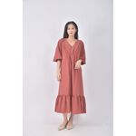 (XL) aspeed質感V領橘色洋裝二手衣, , large