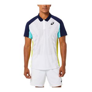 Asics 男 POLO衫 短袖上衣 海外版 網球 服飾 運動 訓練 透氣 亞瑟士 白藍 [2041A193-101]