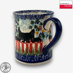 【SOLO Vintage】Cerraf Polish Pottery 280ml Mug Black Cat Garden Series Made in Poland, , large