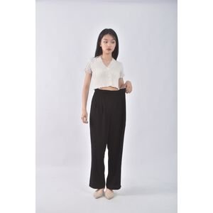 (L) mini closet韓牌高腰寬鬆黑色長褲二手衣