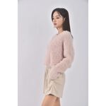 (F) 【智恩私服】質感修身短版針織毛毛粉色長袖上衣二手衣, , large