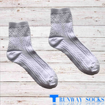 【伸展台】《RUNWAY SOCKS》熱銷 日系 流行短襪 雙針筒技術 復古緹花設計 白色 1雙入, , large