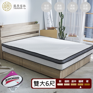台灣製【藤原傢俬】3M吸濕排汗透氣三線硬式獨立筒床墊3C-偏硬
