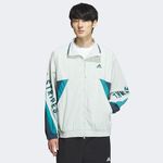 Adidas Word WOV JKT 男女 立領 外套 風衣 運動 訓練 休閒 慢跑 寬鬆 白 藍綠 [IS5148], , large