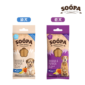 【倆寶貝精品館】Soopa舒趴 生機狗點心潔牙棒系列(老犬/幼犬)100gｘ2入