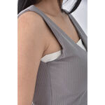 (S) anirek質感棉質坑紋灰色上衣二手衣, , large