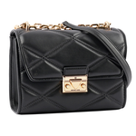 Michael Kors Serena 縫線菱格紋肩背/斜背鍊包/中款/黑色, , large