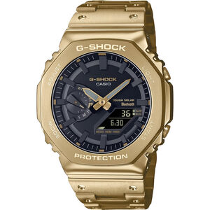 CASIO卡西歐 G-SHOCK 八角 全金屬版 太陽能藍芽雙顯手錶-金 GM-B2100GD-9A