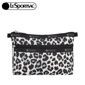 |快速出貨|Lesportsac Cosmetic Clutch 雙層拉鍊收納化妝包 送禮-柔影豹紋