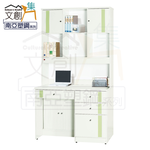 【文創集】普曼 環保3.5尺南亞塑鋼多功能四抽書桌組合(上＋下座組合)(客約商品), , large