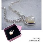 天然貝珠精鍍白金手鍊, , large