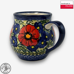 【SOLO Vintage】Cerraf Polish Pottery 350ml Mug Path of Red and Blue Flowers Series Made in Poland, , large