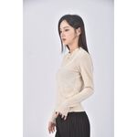 (S) so nice質感羊毛木耳邊領口杏色長袖上衣二手衣, , large