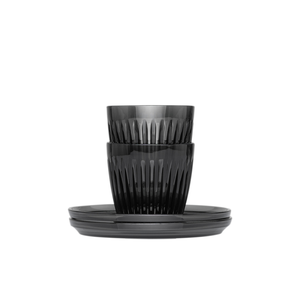 【Huskee】Reusable Coffee Cup & Saucer :  Huskee Renew Tritan 3oz/ 90ml, Amber, 2 sets