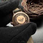 [星晴錶業]ARMANI手錶,32mm,AR00072墨綠色錶面玫瑰金錶殼綠真皮皮革錶帶款, , large