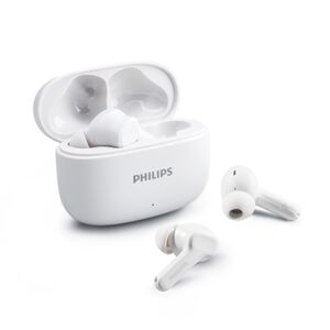 PHILIPS TAT1109 Strong Bass Bluetooth Headphones 24-Hour Playback AI Microphone Waterproof and Sweat Resistant Black/White
