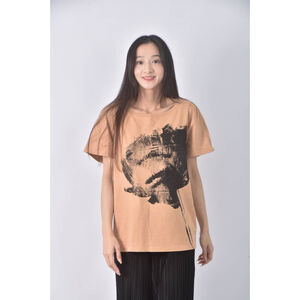 (L) united colors of benetton刷痕橘色短袖上衣二手衣