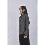 (M) single noble條紋排扣灰色襯衫上衣二手衣, , large
