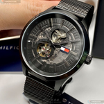 [星晴錶業]TommyHilfiger手錶,44mm,TH00030黑色錶面黑錶殼深黑色米蘭錶帶款, , large