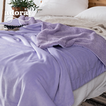 Adorar "Lake Blue Gray" Antistatic Thickened Double Layer Flannel x Lamb Velvet Blanket Quilt (150x200cm), , large