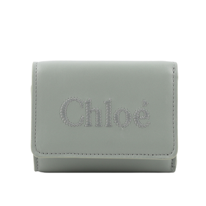 CHLOE' Sense 刺繡標誌小款三折短夾/海灣綠