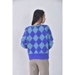 (S) pazzo棉質棋盤格開衫藍色外套二手衣, , large