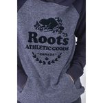 (M) roots毛巾布拼接連帽藍色長袖上衣二手衣, , large