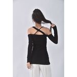 (S) 【安于晴Charlene私服】m wo質感掛脖黑色長袖上衣二手衣, , large