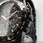 [星晴錶業]MASERATI手錶,46mm,R8873612048黑色錶面黑錶殼深黑色精鋼錶帶款, , large