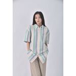 (XL) tommy hilfiger質感棉質條紋綠色短袖上衣二手衣, , large