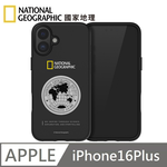 National Geographic 國家地理 Metal Deco 地球徽章 防摔保護殼 手機殼 適用 iPhone 16 Plus-黑色, , large
