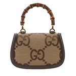 GUCCI Bamboo 1947 大標誌手提/斜背二用小型竹節包/駝色/棕色, , large