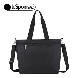Lesportsac 大容量拉鍊托特包 行李包 旅行袋 購物袋 拉桿掛包 送禮 禮物 女包 男包 情人節禮物(永恆黑)