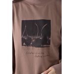 (XL) earth music ecology棉質大學T印花棕色長袖上衣二手衣, , large