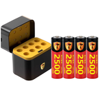 【8馬赫】3號/AA 恆壓可充式1.5V鋰電池全新特大能量2500mWh4入+(3號8槽)AI隨身收納盒充電器, , large