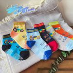 [Kaimei Cotton Industry] 10 pairs set, random and excellent, MIT made in Taiwan, pure cotton anti-slip children's socks (toddler version 1-3 years old) - running motorcycle 9-13cm, , large