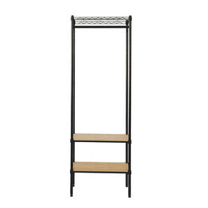 [Y HOUSE] 60x30x180cm Pine Three-Tier Single-Rack Wardrobe with Wheels - Black